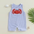 thumbnail image 2 of Baby Onesies Boy Infant Baby Boy Girl Toddler Boy 4th Of July Outfit USA Flag Embroidery Jumpsuit Sleeveless Overall Playsuit Sailboat Baby Clothes, 2 of 8