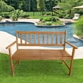 FDW Outdoor Durable Acacia Wood Bench - Patio, Front Porch, Park ...