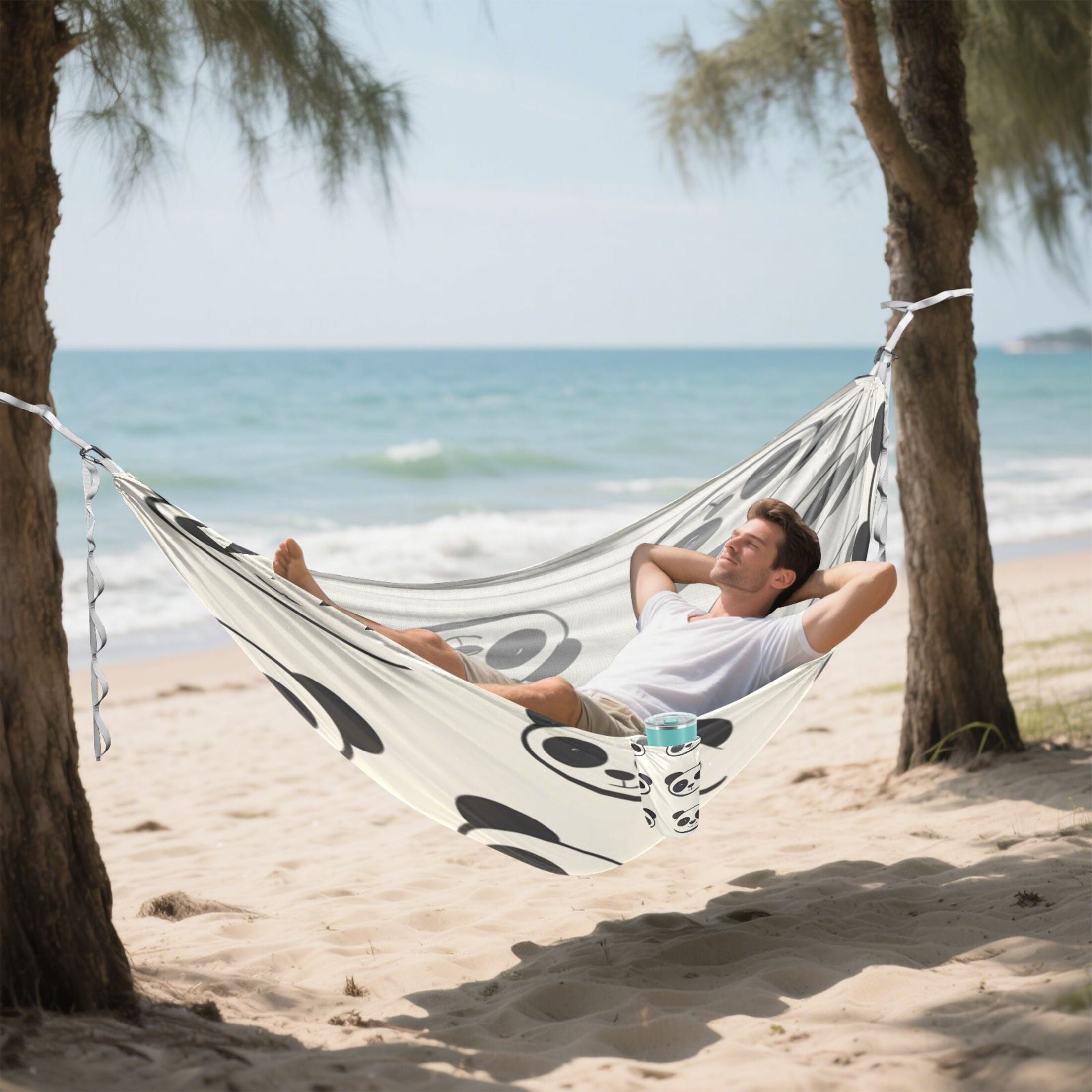 Hammock Camping Hammock Nylon Portable Hammock Travel Camping Hammock Cartoon Cute Panda Face Seamless