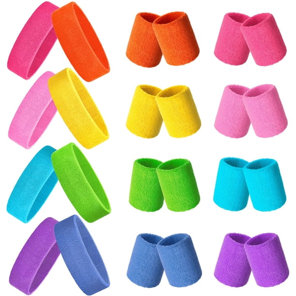 Set de bandas para el sudor Skylety 80s Neon, 24 piezas, para hombre y mujer