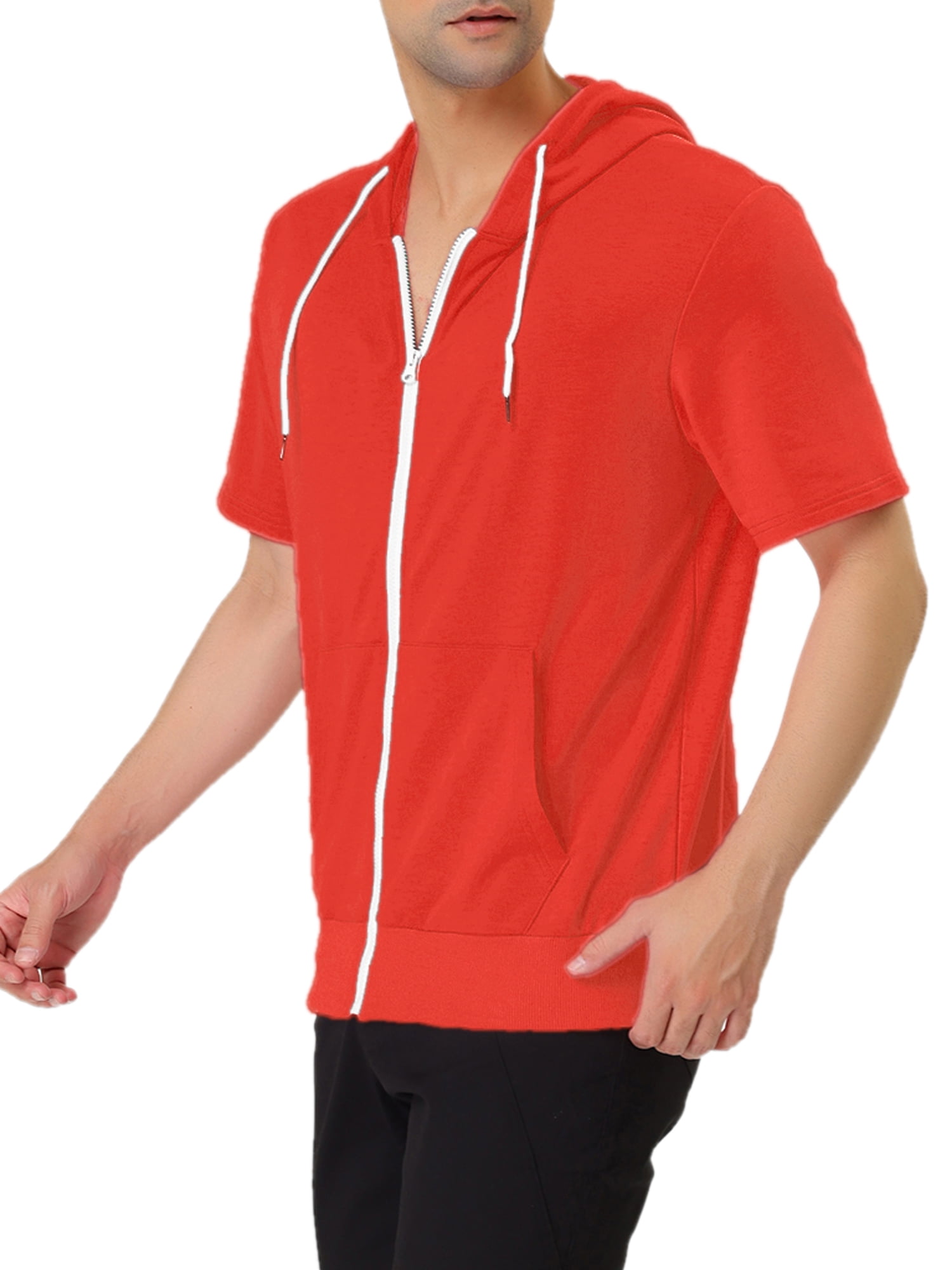 Lars Amadeus Men's Short Sleeve Hoodie Solid Color Zip up Hoodies -  Walmart.com
