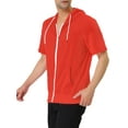 thumbnail image 4 of INSPIRE CHIC Men's Short Sleeve Hoodies Solid Color Zip Up Jackets with Hood S Bright Orange, 4 of 7