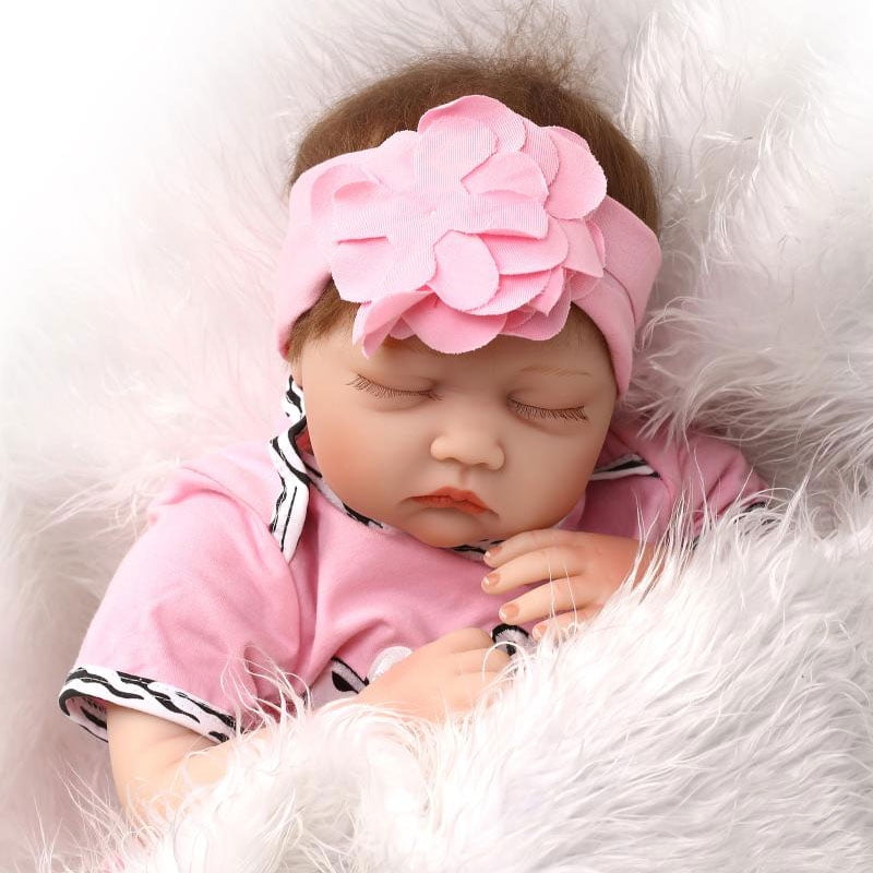 23" Real Lifelike Soft Silicone Reborn 22" Doll Baby Girl Sleeping Newborn Dolls 