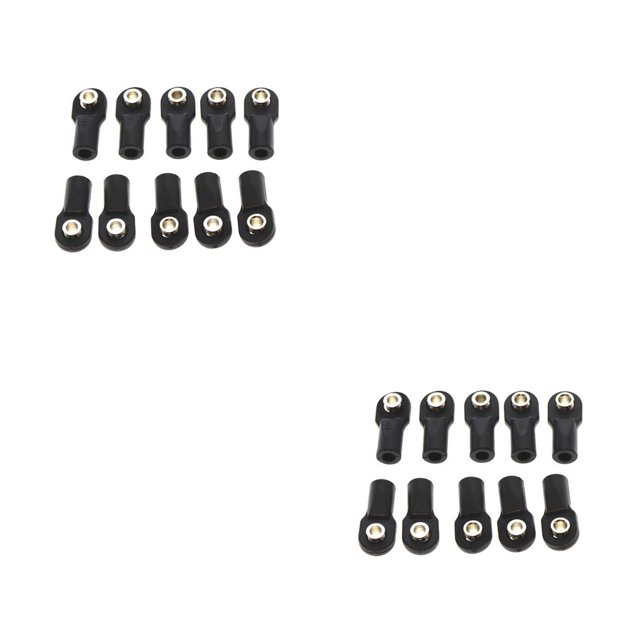 Vogacara Paquete de 10 extremos de barra de acoplamiento RC Car Linkage Ball Heads Joint Link Holders Accesorios automotrices Control remoto Negro Tipo B 2piezas