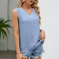 thumbnail image 6 of Annhoo Women's Cotton Linen Tank Tops Lightweight V Neck Sleeveless Tanks Summer Breathable Wide Strap Tanks, 6 of 7