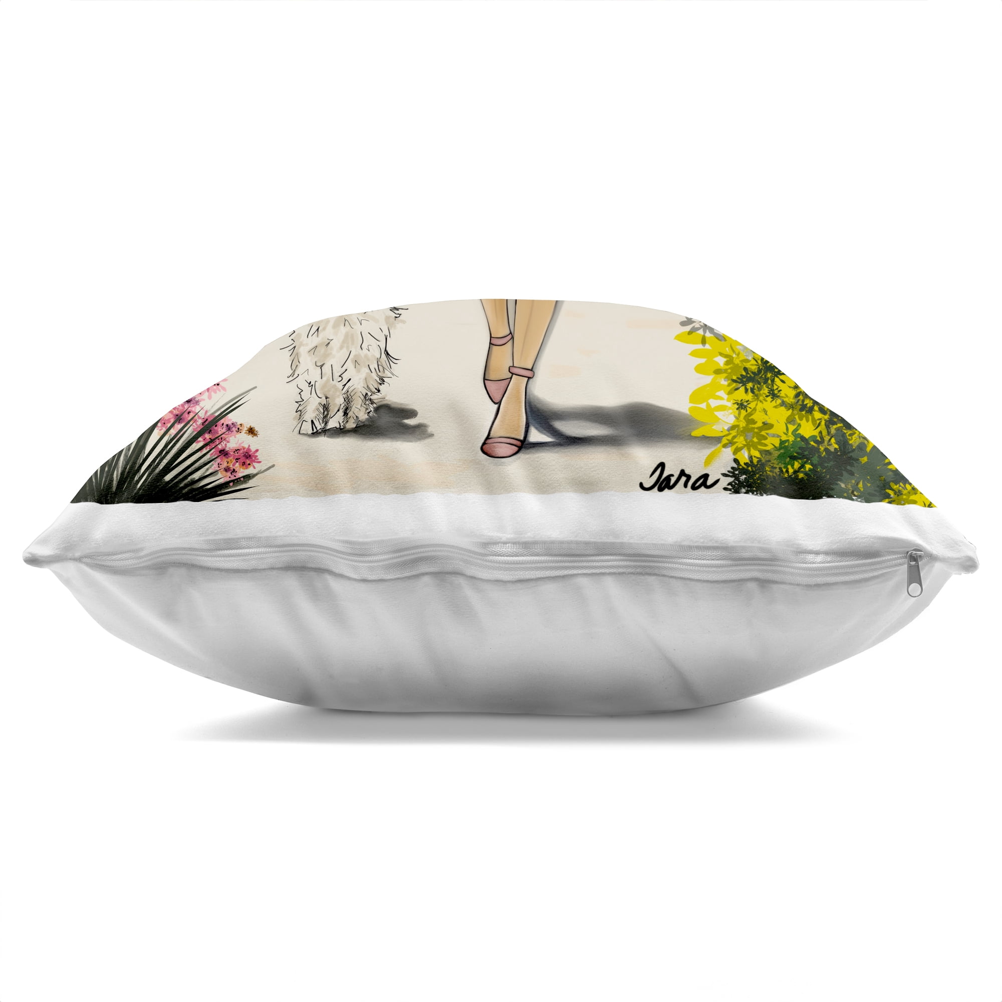 Stupell Industries Garden Girl Strolling with Pup Decorative Printed Throw Pillow, design by Tara Boone, 18 x 7 x 18