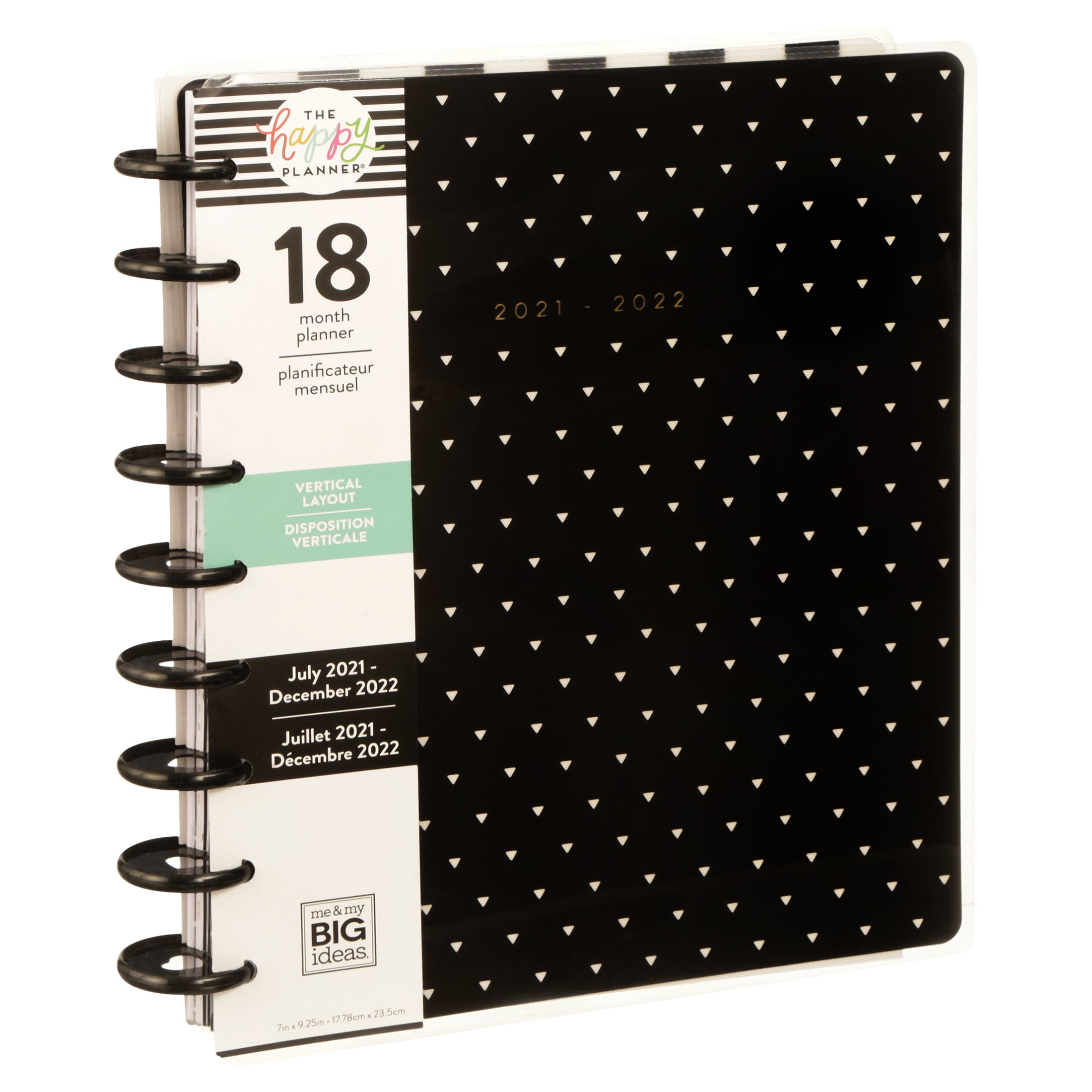 The Happy Planner Black and White Classic 18 Month Planner, July 2021 -  December 2022 