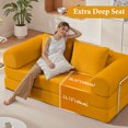 thumbnail image 3 of ATHOPE 78.7" Folding Convertible Sofa Bed, Oversized Corduroy Upholstered Boneless Couch, Loveseat Sleeper with Pull Out Bed, Floor Sofa Modular Futon Couch for Living Room Bedroom Lounge, Ginger, 3 of 9