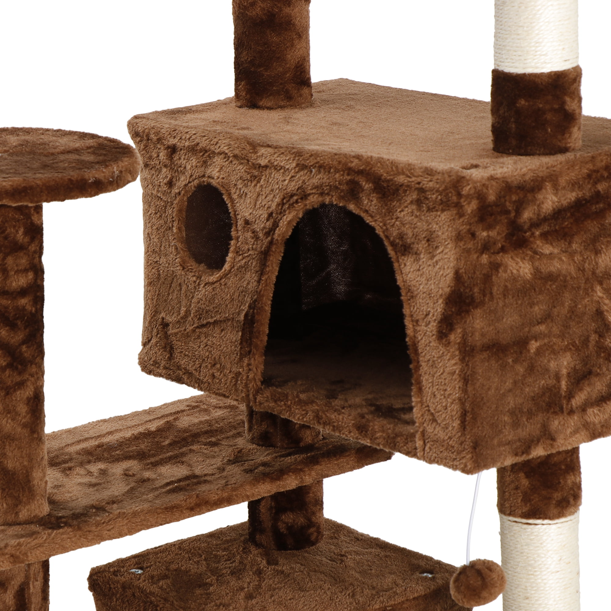 ZENY 53" Cat Tree Multi-Levels Condos Scratching Post Tower Play House, Brown