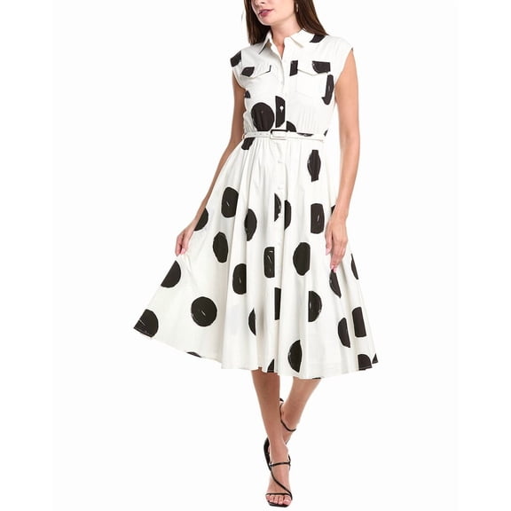 T Tahari womens Flare Midi Dress, 4, White