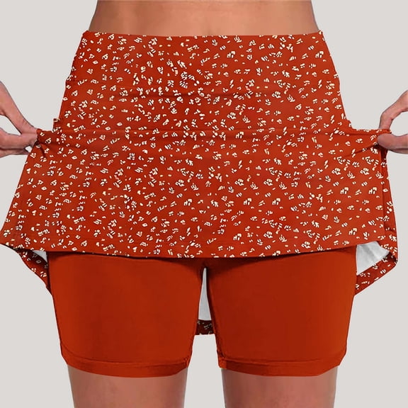 Vetsdori Womens Summer Skorts Yoga Casual Shorts Plus Size,Tennis Workout Floral Print Skirts for Women Running