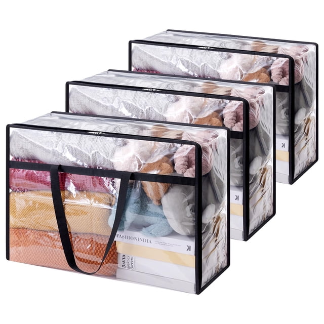 Bolsas de almacenamiento de ropa Lifewit, 60 L, plástico transparente, paquete de 3