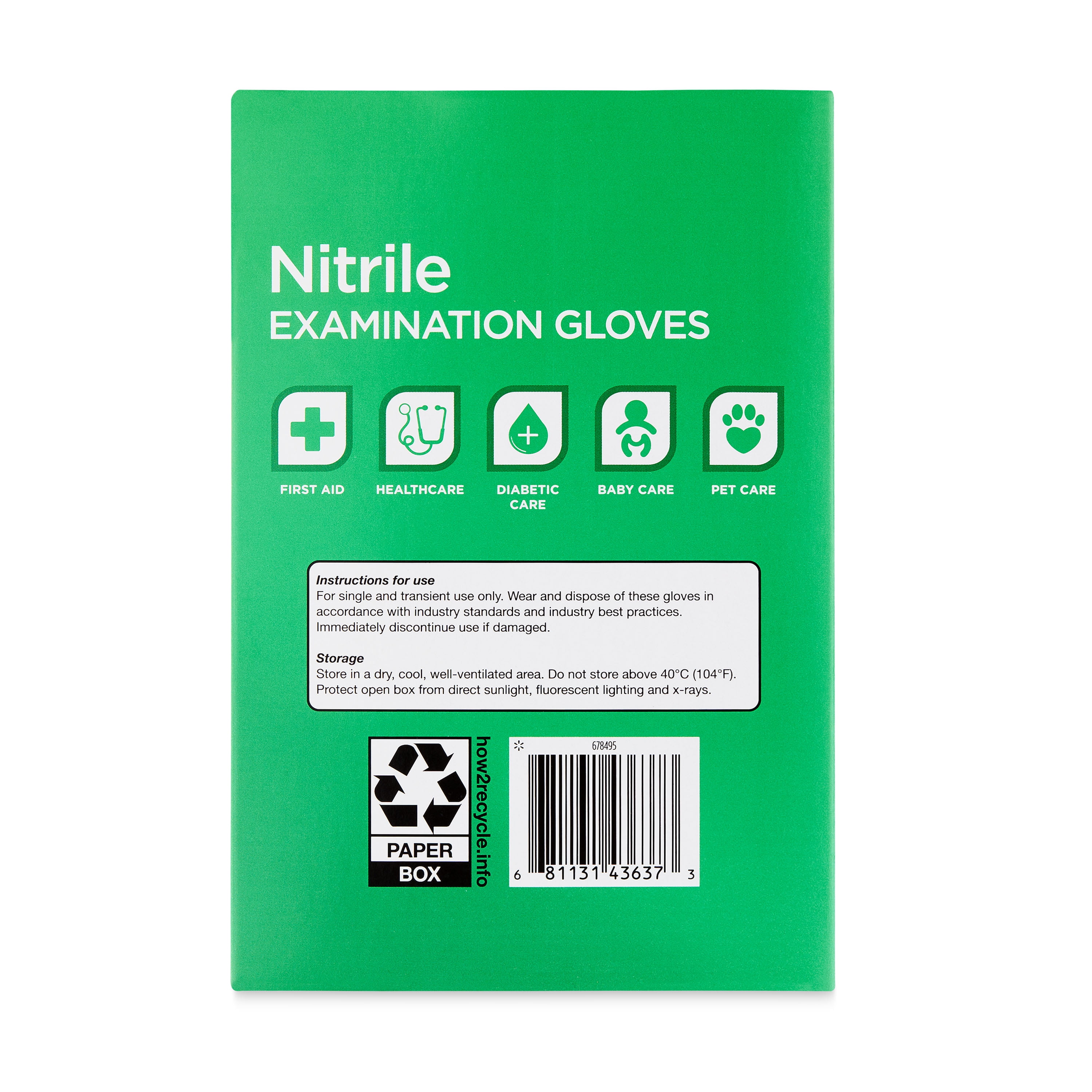 (2 pack) Equate Nitrile Exam Gloves, One Size Fits Most, 100 Count