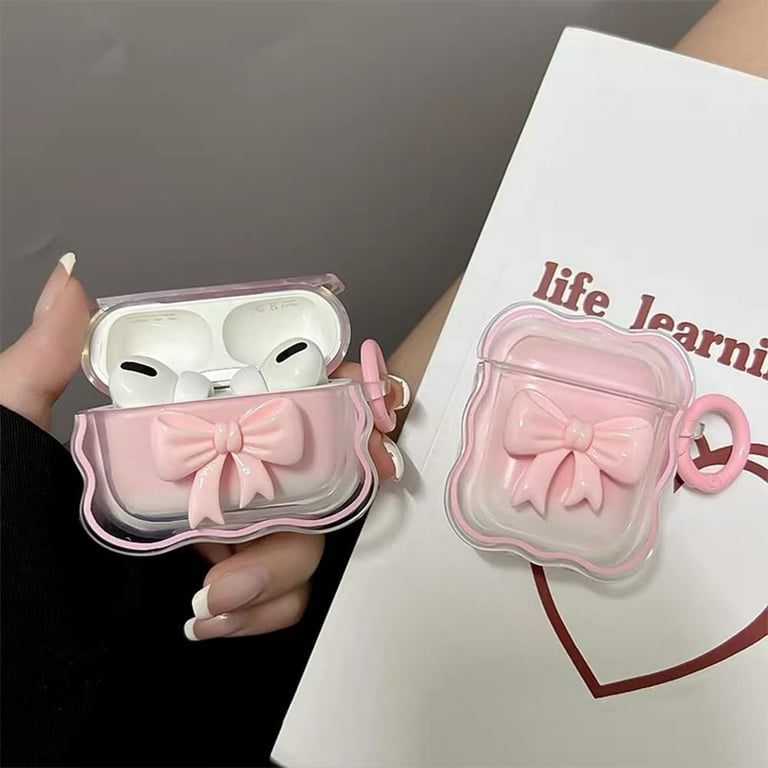 for AirPods 2nd 1st Generation Clear Case 3D Butterfly Bow Cute
