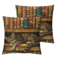 thumbnail image 2 of Acheng Cat Throw Pillow Cover Funny Cartoon Bookshelf Sleeping Cat Decorative Pillowcase for Sofa and Bed Couch,&nbsp;Suitable for All Season Pillow Case for Room Bedroom Sofa Chair,2 Pcs White, 2 of 6