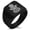 Black, variant on Stainless Steel Floral Hamsa Hand of Fatima Geometric Pattern Biker Style Polished Ring