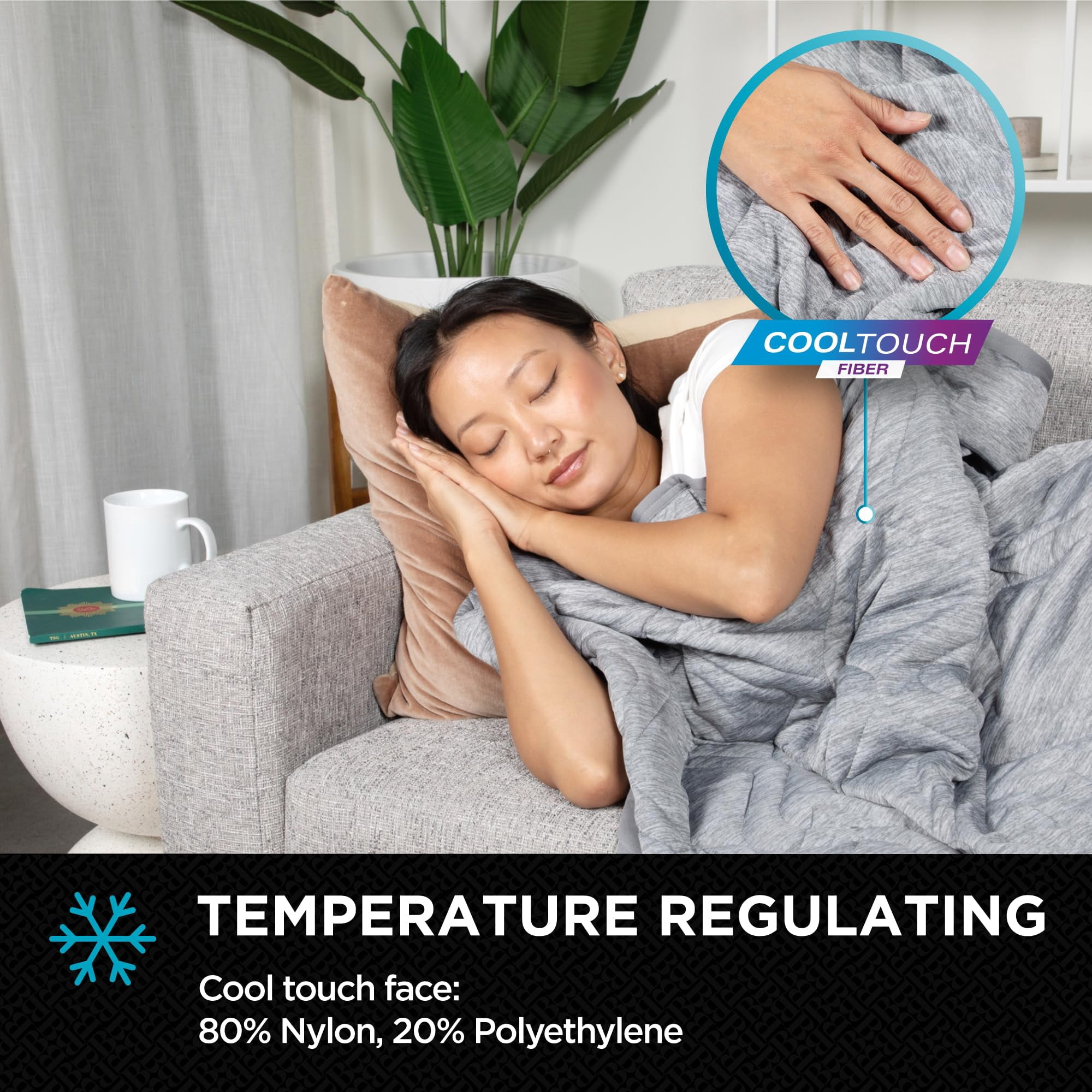 Brookstone Cooling Comfort Throw Blankets for Sleeping - Innovative Cooling Dual-Sided Throw - Oversized Cool Blanket for Hot Sleepers - Nylon and Polyethylene Blanket - Quiet Shade