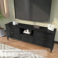 thumbnail image 4 of HLR Mid Century 67" TV Stand, for TVs up to 75", Living Room Entertainment Center with 4 Door Storage Cabinet, Black, 4 of 7