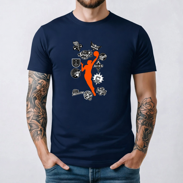 Nouveau!! T-Shirt Logo des Équipes de Basketball WNBA