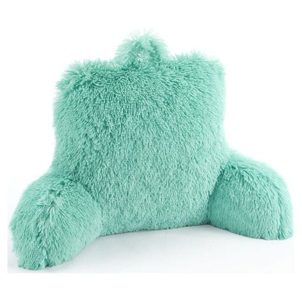 Mainstays Long Hair Faux Fur Backrest Pillow Blush Bed Rest 21