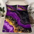 thumbnail image 2 of jejeloiu Purple Gold Black Twin Sheet Sets,Marble Fulid Art Twin Fitted Sheet,Modern Aesthetic Art Flat Sheet For Adults,Ltra Soft Home Decor,3-Piece, 2 of 7
