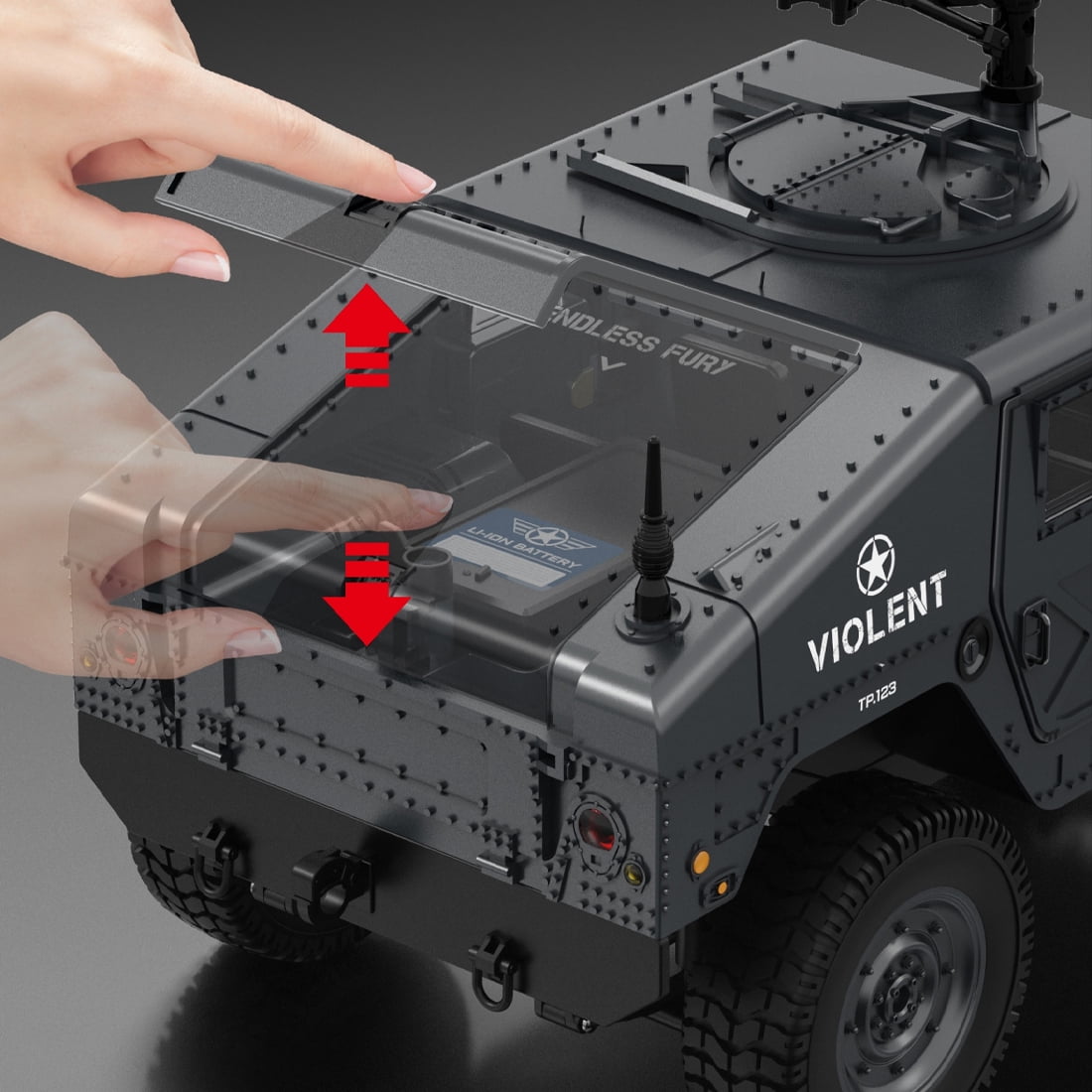 1/12 Jeep Model Car with LED Lights, 280 Motor, 6KM/H Speed 2.4G Off-Road Truck, Linked Steering Wheel & Detailed Interior – Realistic RC Military Remote Control Car Toy for Adults