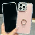 thumbnail image 5 of Allytechgroup Slim Case for iPhone 16e with Ring Holder, Bling Sparkly Diamond Rhinestones Hard PC Soft TPU Phone Shell for Women Girls Shockproof Protective Back Cover Bumper, C, 5 of 10