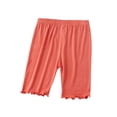 thumbnail image 5 of Ticikt Girls' Modal Capri Leggings, Candy Color Ruffle Trim Kids Stretchy Half-Length Pants,Red,Size:7-8 Years, 5 of 6