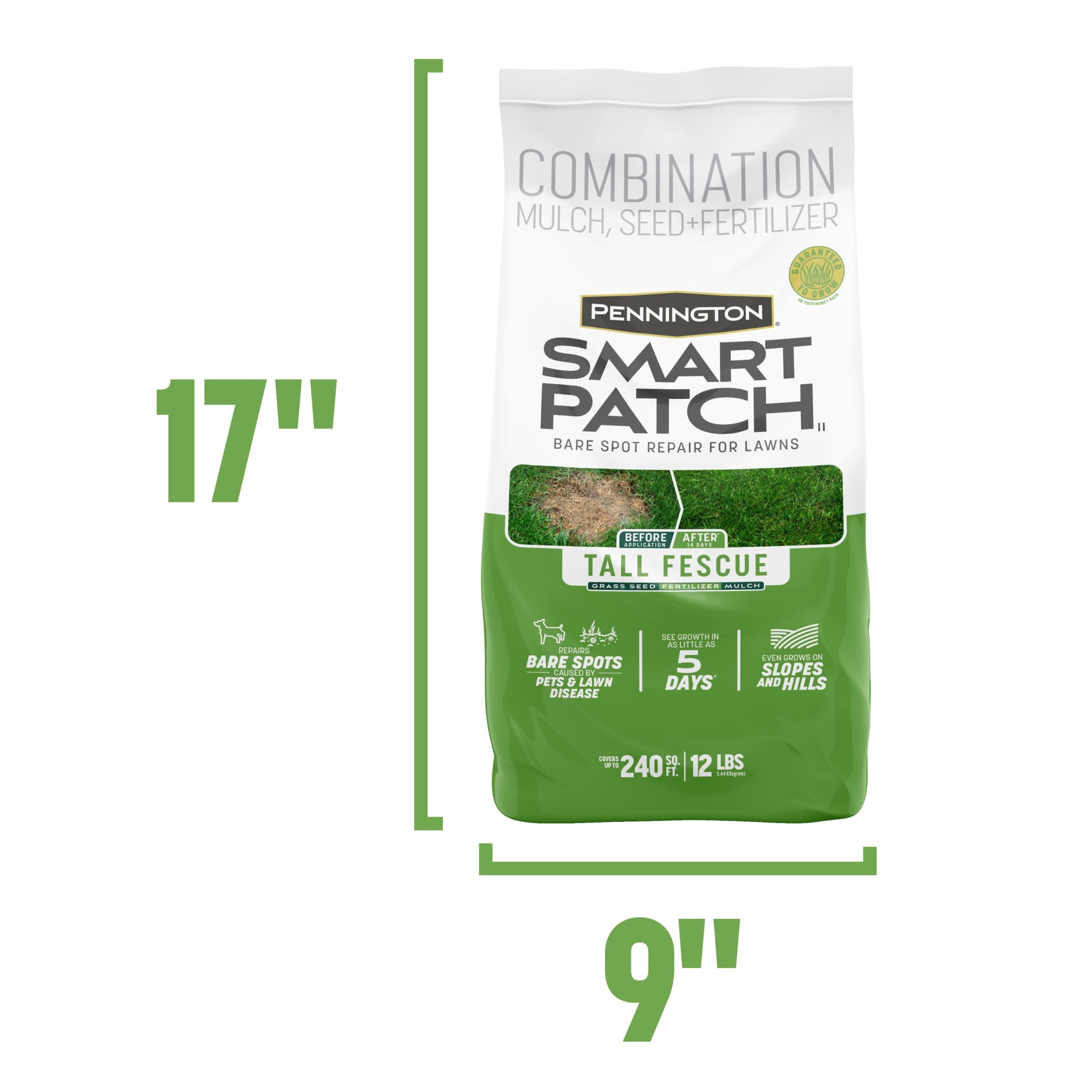 Pennington Smart Patch Tall Fescue Grass Seed Mix, for Sun to Partial Shade, 12 lb. Bonus Size