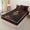 thumbnail image 2 of Manfei Gothic Sugar Skull Zipper Full Size Comforter Sets with Fitted Sheet and 2 Pillowcases, Halloween Romantic Floral Rose Zipper Bedding Set, Gold Red Black,Black Reversible,4-Piece, 2 of 6