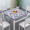 thumbnail image 3 of Blue Football Words Pattern Square Fitted Tablecloth with Elastic Edge,Square Table Cover,Washable Elastic Table Cover for Home Kitchen Party Decor 36"x36", 3 of 6