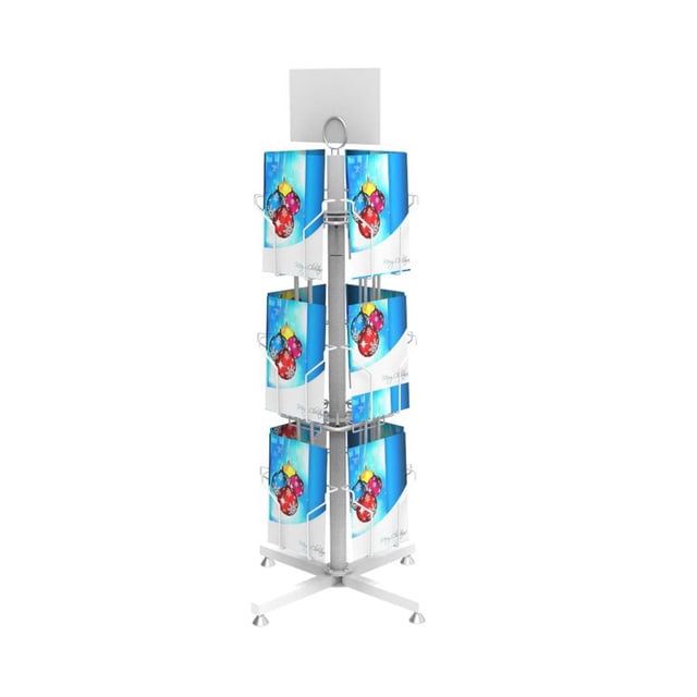 FixtureDisplays? 14 X 14 X 30" 12 Vertical Pockets Spinning Greeting/Post Card Rack 11702 White