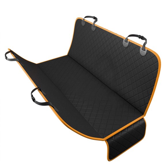 Funda para asiento de coche para perros, impermeable, resistente a arañazos, para asientos traseros de coches, camiones, SUV, borde naranja.