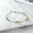 thumbnail image 3 of Gem Stone King 925 Sterling Silver Yellow Citrine and Blue Created Sapphire Tennis Bracelet for Women | 3.26 Cttw | Gemstone November Birthstone | Oval Checkerboard 7X5MM | 6 inch + 1 inch Extender, 3 of 3
