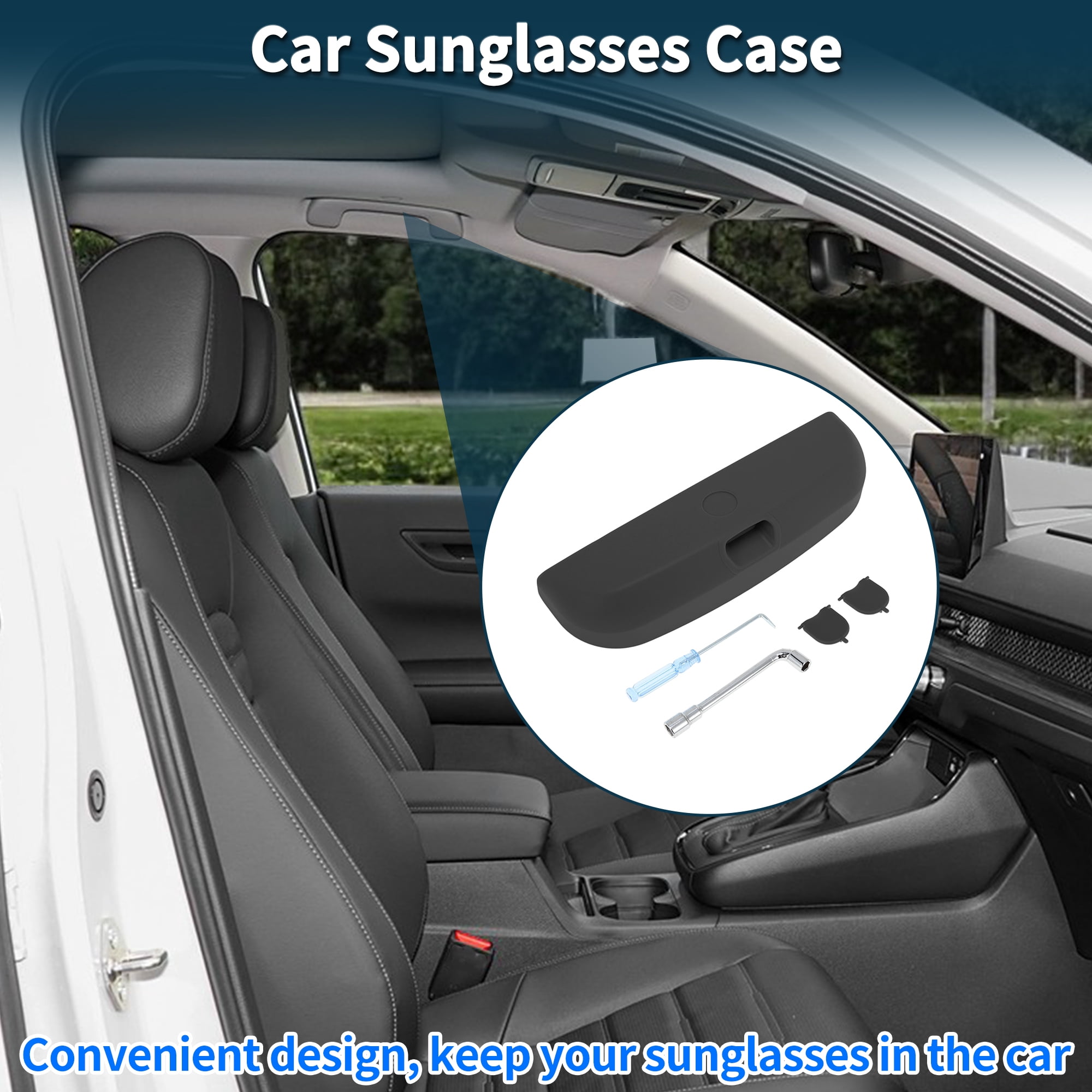 Unique Bargains Car Sunglasses Case for Volvo XC60 2016-2024 Eyeglasses Holder Storage Box Plastic Black 1 Set