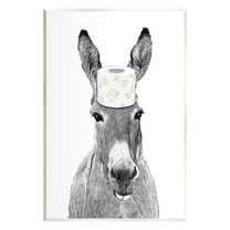 Stupell Industries Donkey Toilet Paper Funny Bathroom Animals & Insects Painting Unframed Art Print Wall Art