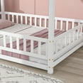 thumbnail image 3 of House Full Bed, Full Size Bed with Roof and Fence Guardrails, Wood Bed Frame for Teens, Girls & Boys, Easy Assembly (Gray), 3 of 7
