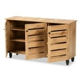thumbnail image 3 of Baxton Studio Gisela Modern and Contemporary Oak Brown Finished Wood 3-Door Shoe Storage Cabinet, 3 of 10