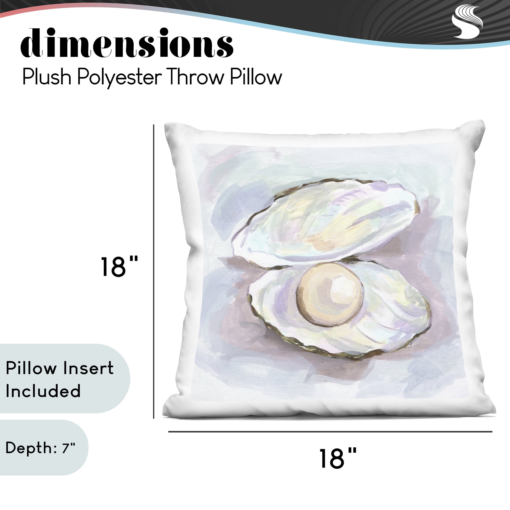 Stupell Industries Silent Opal Clam Pearl Decorative Printed Throw Pillow, design by Melissa Wang