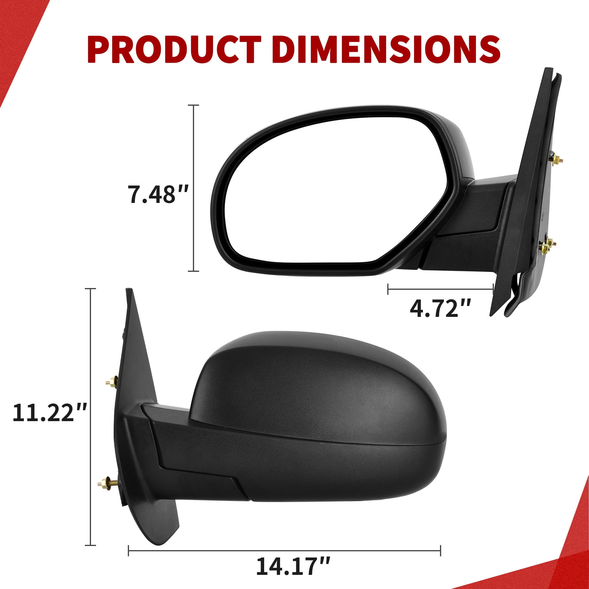 LEDKINGDOMUS Left Side Power Heated Manual Folding Mirror Replacement for 2007-2013 Chevy Silverado 1500/2500/3500 Avalanche GMC Sierra 1500/2500/3500 (LH Driver Side)