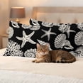 thumbnail image 3 of Black Starfish Coastal Outdoor Waterproof Pillow Covers, Shell Coral Summer Beach Nautical Ocean Decorative Rectangle Throw Pillowcase Sofa Cushion Sham for Patio/Couch/Chair, 20"x12" 2 Pack, 3 of 8