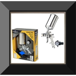 Gravity Feed HVLP Paint Spray Gun, 2.0mm, Locking Pressure Regulator, 1000 ml Aluminum Paint Cup