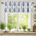 thumbnail image 2 of Grey and Valances for Windows, 42 x 12in, Navy Blue Olive Leaf Texture Watercolor Rod Pocket Kitchen Valance Curtain Light Filtering Window Treatments for Living Room Bedroom, 1 Panel, 2 of 7