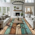 thumbnail image 3 of Texas Star Vintage Area Rugs 6'x9', Washable Small Throw Rugs for Kitchen Dining room, Berry Turquoise Green Brown Wooden Indoor Outdoor Rug Non-Slip Low Pile Carpet Runner Reversible Floor Mats, 3 of 8