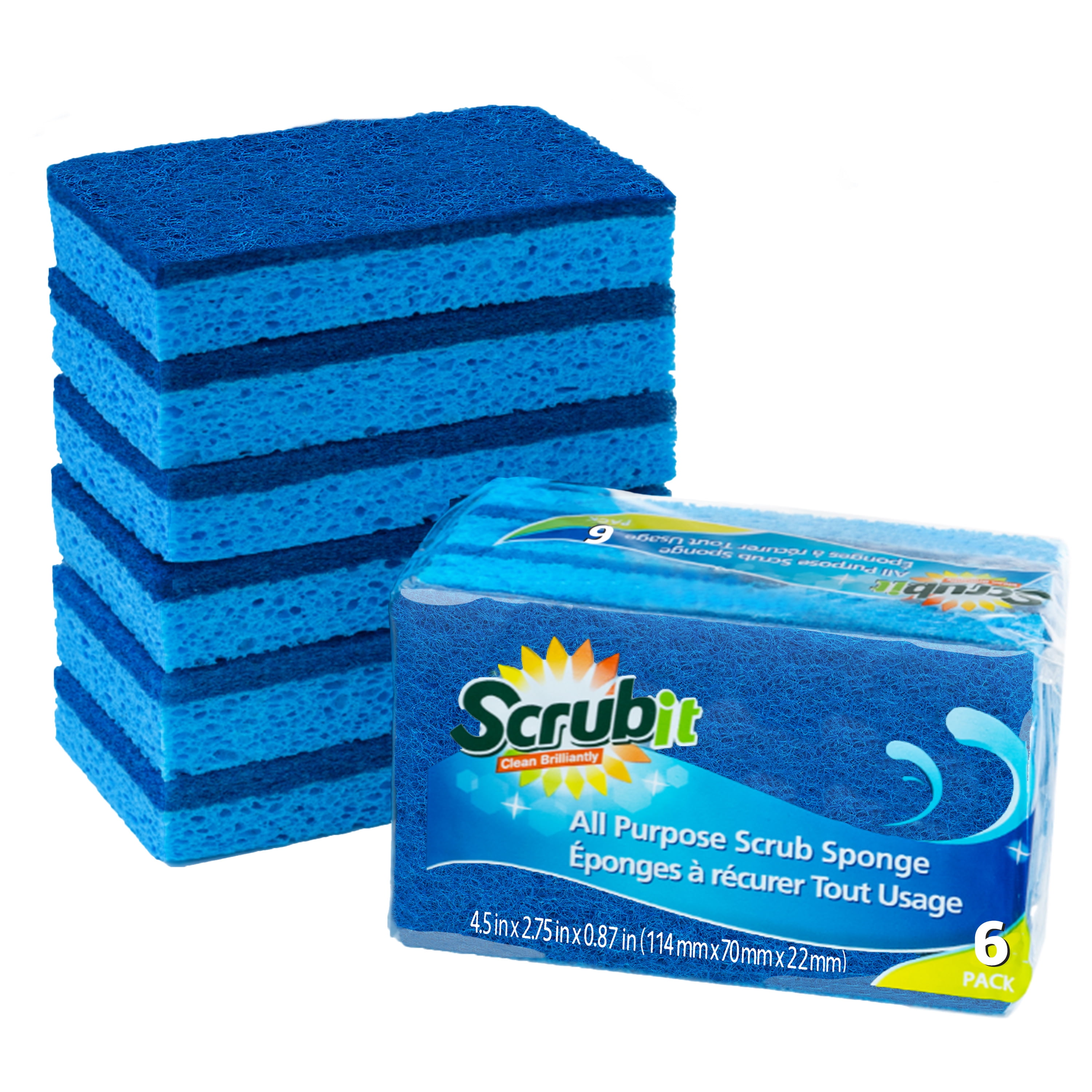 Scrub-It Multi-Purpose Scrub Sponge - Eco Friendly - Make Kitchen Cleaning Faster and Easier- Blue