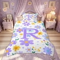 thumbnail image 2 of Meiyoeat Cartoon Daisy Floral Twin Bedding for Girls Kids, Fashion R Letter Duvet Cover Set, Purple, Reversible, 1 Duvet Cover and 1 Pillowcase (No Comforter), 2 of 6