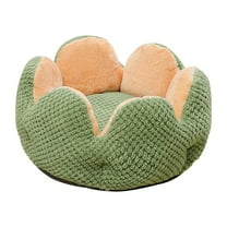 PureCasa Cactus Shaped Dog Cat Bed for Autumn Winter, Pet Supplies Non-Slip Fluffy Kennel, Cat Dog Cushion Sleeping Pad for Small Cats Dogs, Floral Style Decor, Round, 1 Pack, 16"x16"x14", Green