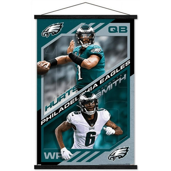 NFL Philadelphia Eagles - Dynamic Duo 21 Wall Poster with Wooden Magnetic Frame, 22.375" x 34"
