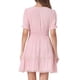 thumbnail image 3 of Vestido Casual Mini de Manga Abullonada con Escote en V y Cintura Elástica para Mujeres INSPIRE CHIC Color Rosa Claro XS, 3 of 5