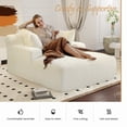 thumbnail image 3 of Aukfa 66" Oversized Chaise Lounge Chair, Corduroy Sleeper Sofa with 3 Pillow for Living Room,Beige, 3 of 7